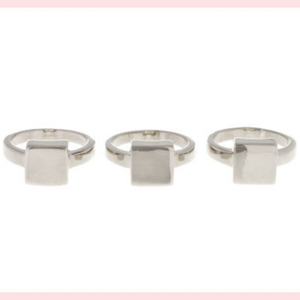 Square Silver Rings Stack BoHo Style / Alone NWT 7 - Picture 2 of 6